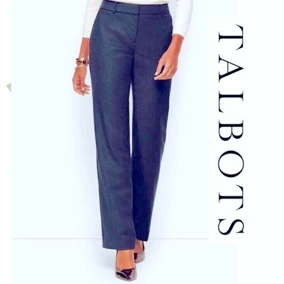 Talbots Wool Pants 8P Navy Blue Stretch Lined Wide Leg NWOT - Picture 1 of 12